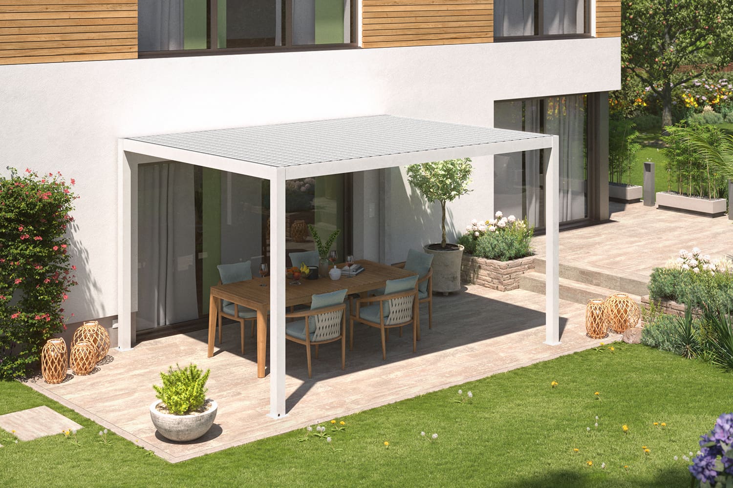 Lamellen-Pergola / Terrassenüberdachung / Carport "ZEUS", verschiedene Größen - freistehend