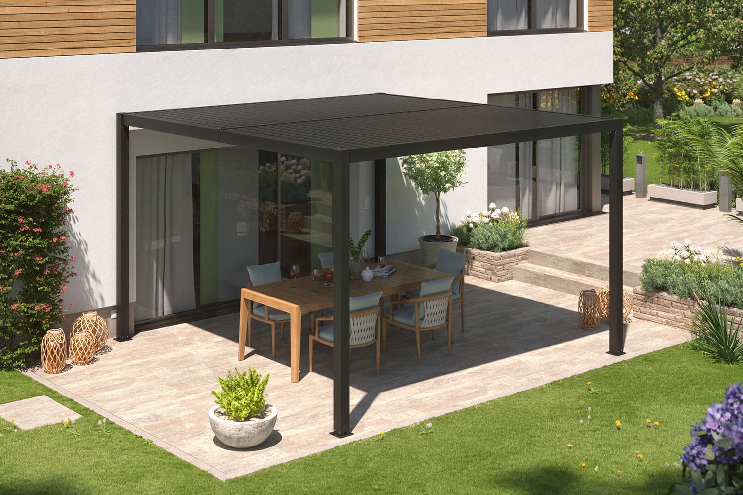 Lamellen-Pergola / Terrassenüberdachung / Carport "ZEUS", verschiedene Größen