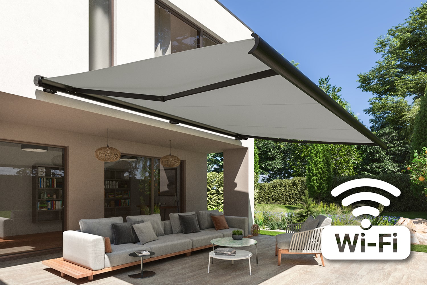 Vollkassettenmarkise "PROFI PLUS" mit WiFi-Motor, Elektrische Steuerung inkl. Fernbedienung